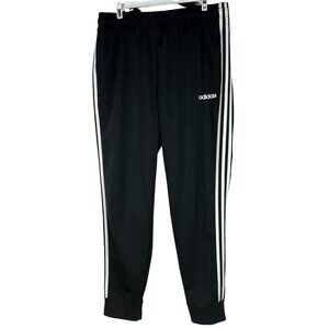 Adidas Mens Black Track Pants Size L 3 Stripe Design Elastic Waistband Regular